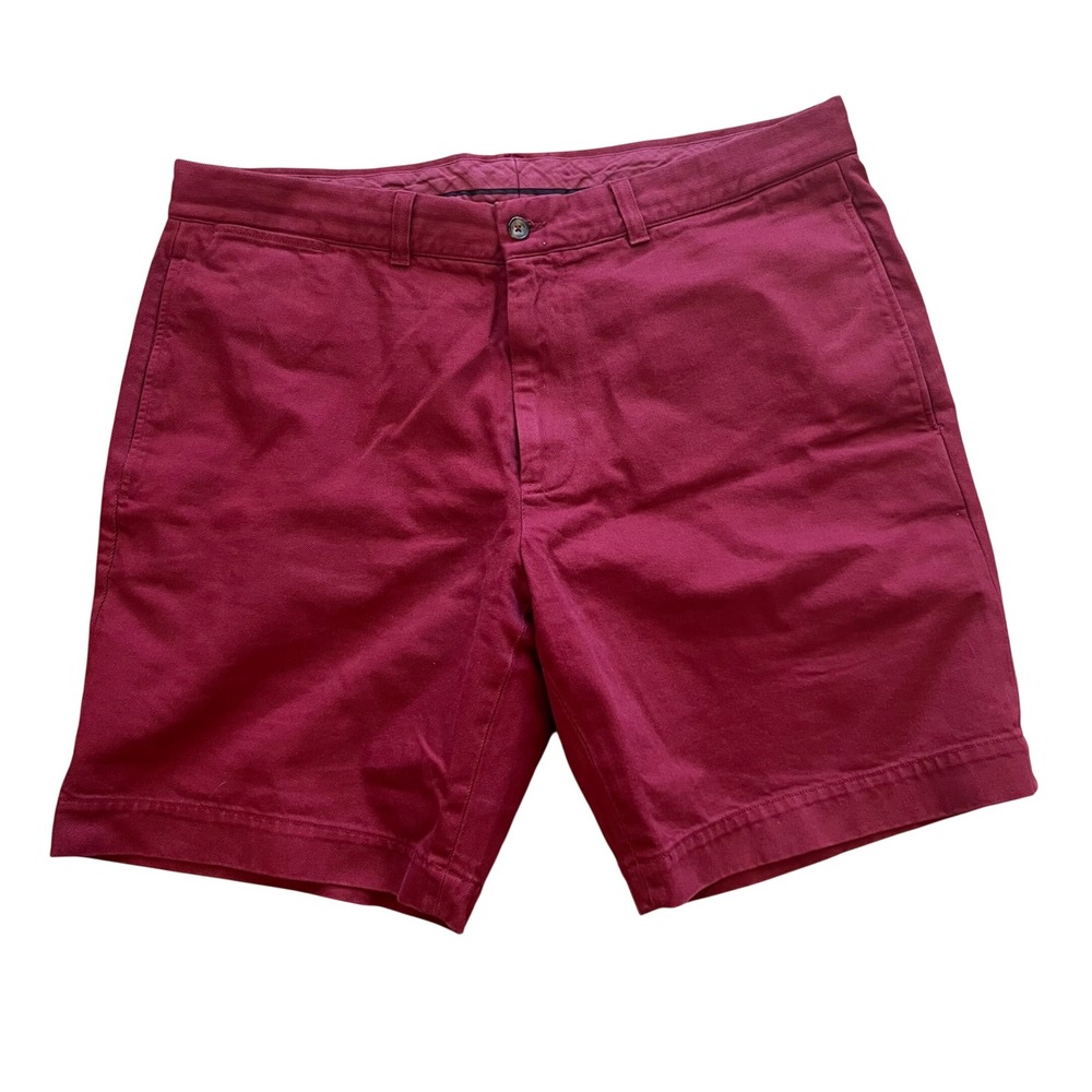 OOBE Brand Classic Chino Shorts Men 38 Burgundy Red 100% Cotton Twill Flat Front